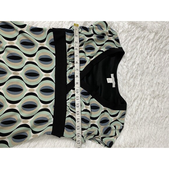 Dressbarn A-Line Dress Women's Size 4 Multicolor Geometric Tie Waist V Neck - Picture 5 of 13